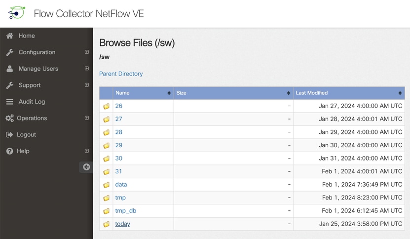 Browser dei file SNA nella directory sw/