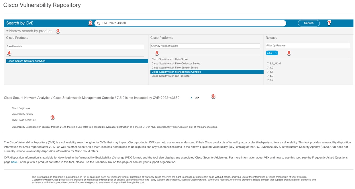 A lookup in the Vulnerability Repository