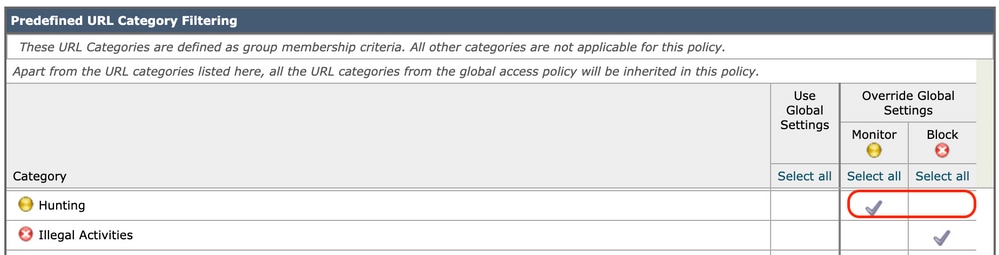 Image - Data Security Pre Defined URL Choose Action