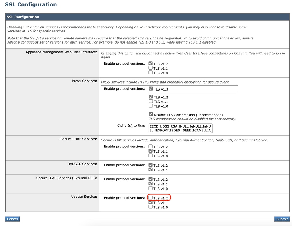 Image - Service TLSv1.2 aktualisieren