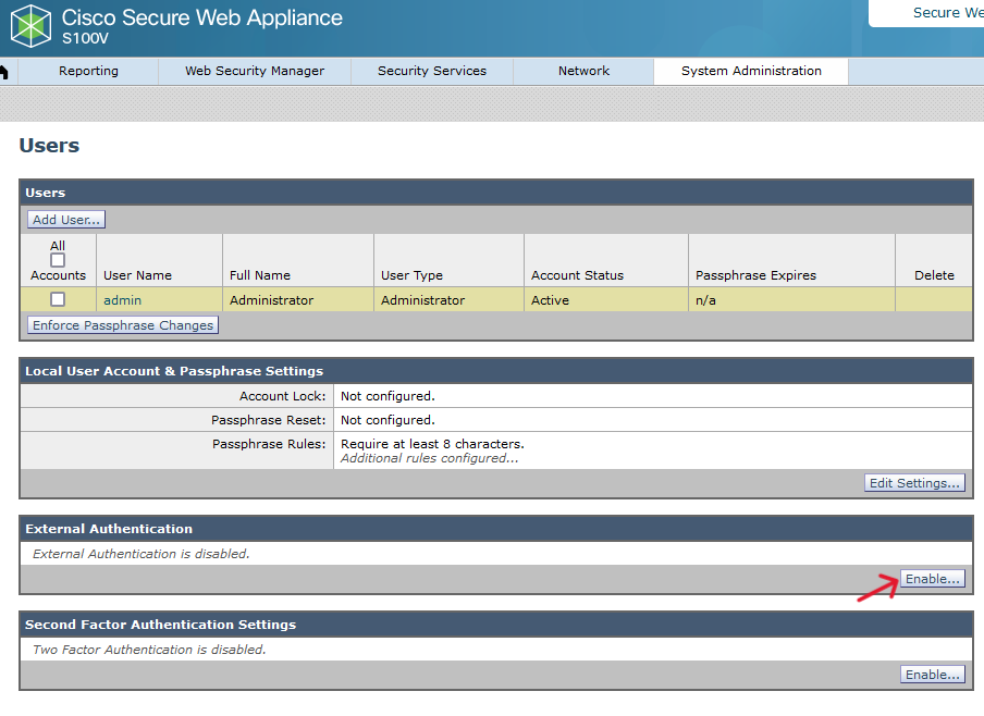 Enable External Authentication in SWA