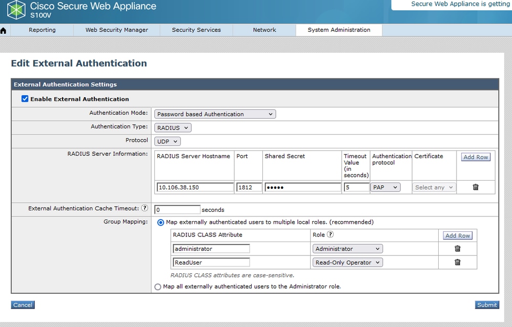 Externe verificatieconfiguratie voor RADIUS-server