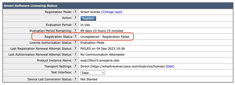 Immagine - Registrazione non riuscita