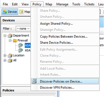 Alternate option for discover polices on device