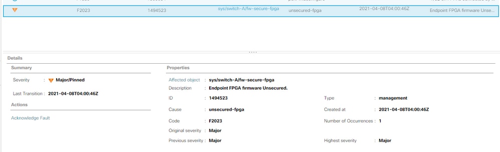 Secure Endpoint FPGA Firmware on UCS 6400 Fabric Interconnects - 
Endpoint FPGA Firmware Unsecured Error