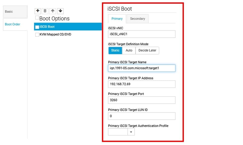 Configuring iSCSI Boot Parameter