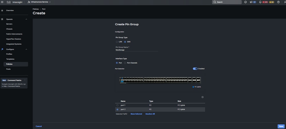 New Storage FC uplink