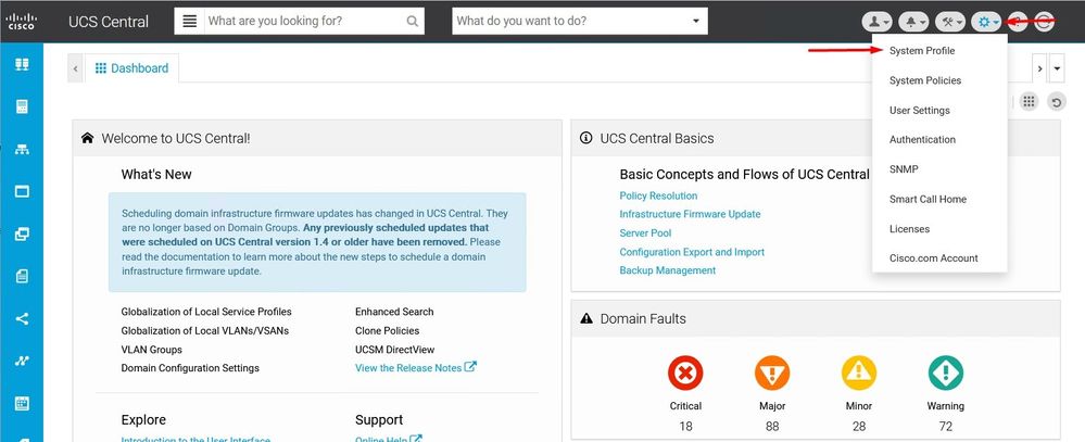 UCS Central 시스템 프로파일