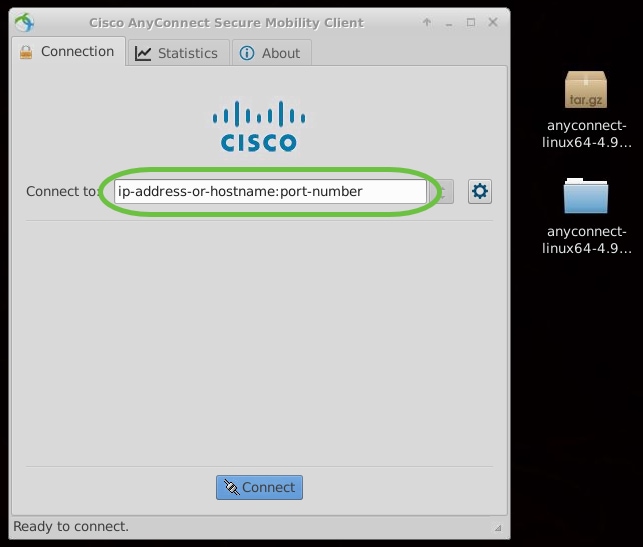 Enter the IP Address or Hostname of your desired server followed by the port number.