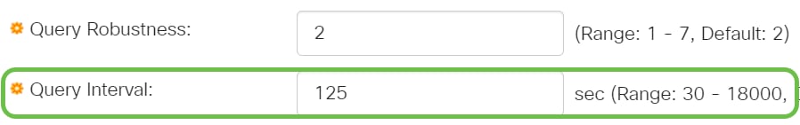 Query Interval - Enter the interval between the general queries to be used if this switch is the elected querier. 