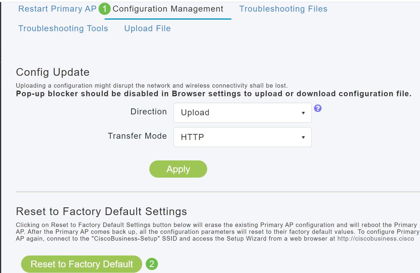 On that same screen, you can scroll down and select Reset to Factory Default Settings. This would delete all configurations and set everything back to default settings.
