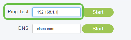 Ping test with 192.168.1.1 input