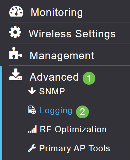 Select Advanced > Logging. 