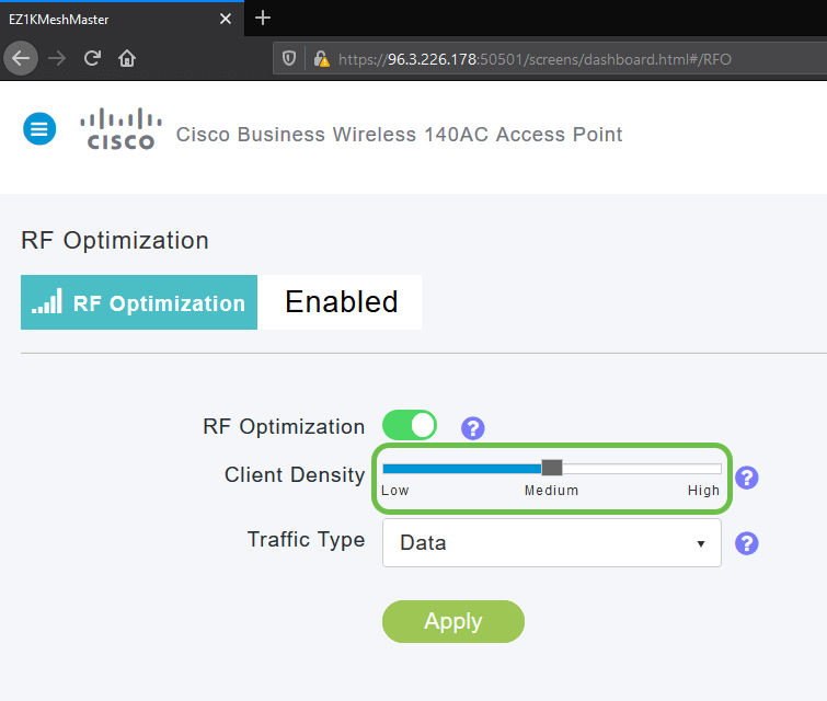 Upon activating the toggle you are presented with options for tuning RF optimization to your situation.