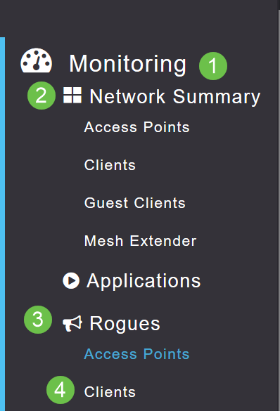 Navigate to Monitoring > Network Summary > Rogues > Clients. 