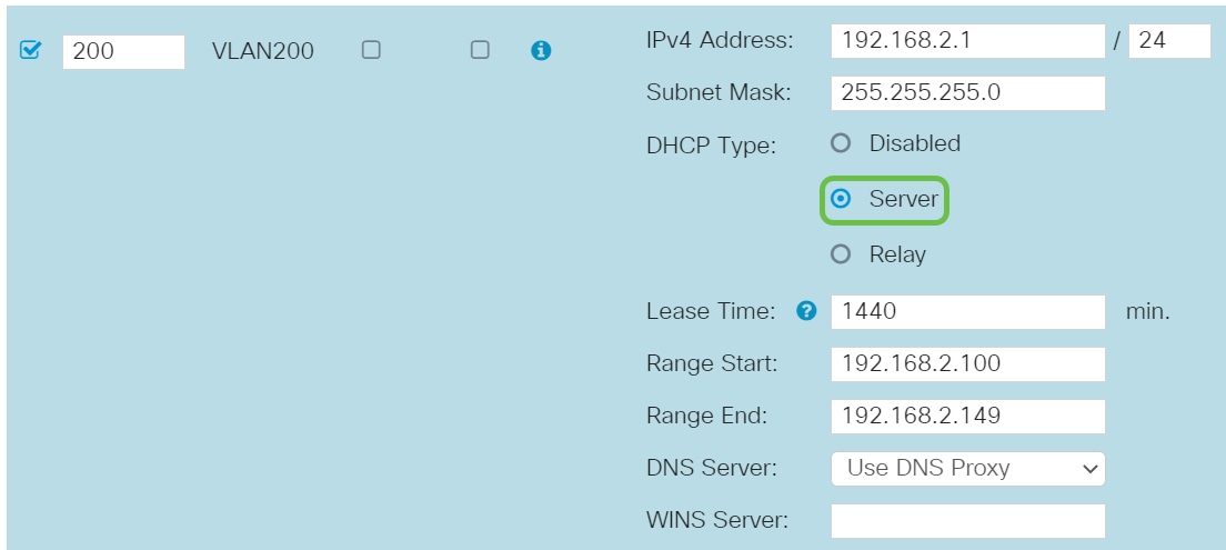 Select a Dynamic Host Configuration Protocol (DHCP) Type. 