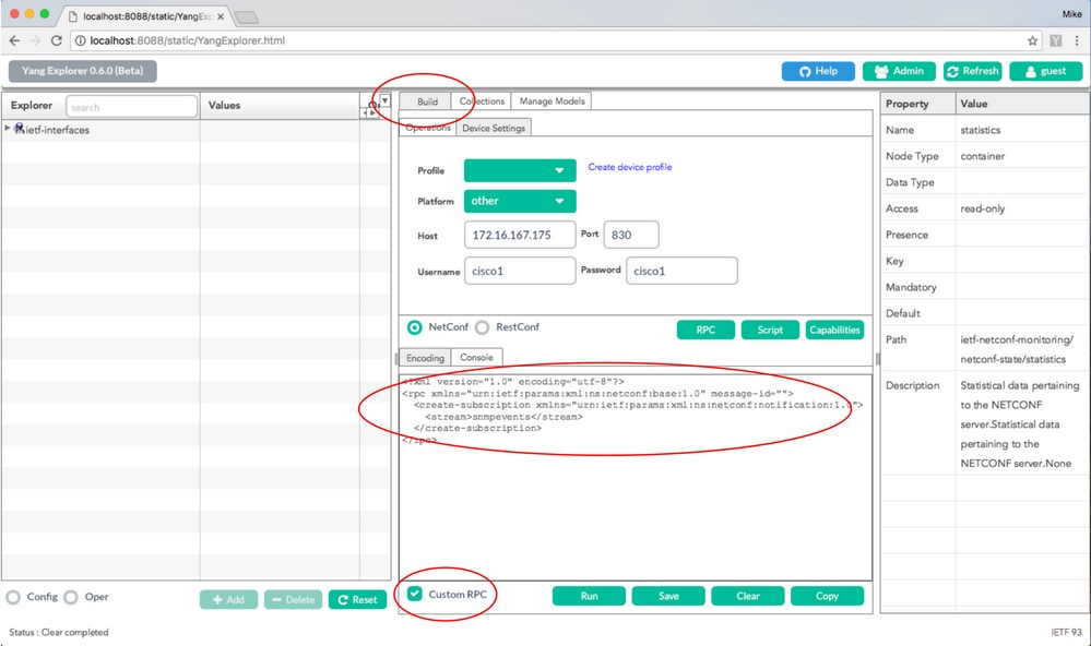 Abonneren op NETCONF-meldingen als een aangepaste RPC