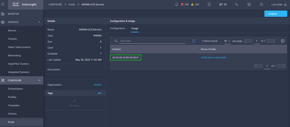 Verify WWPN and Server Profile