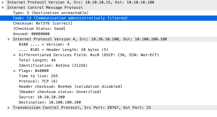 IP-onbereikbaar - Packet Capture