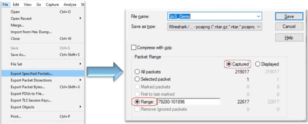 Plage de paquets dans Wireshark