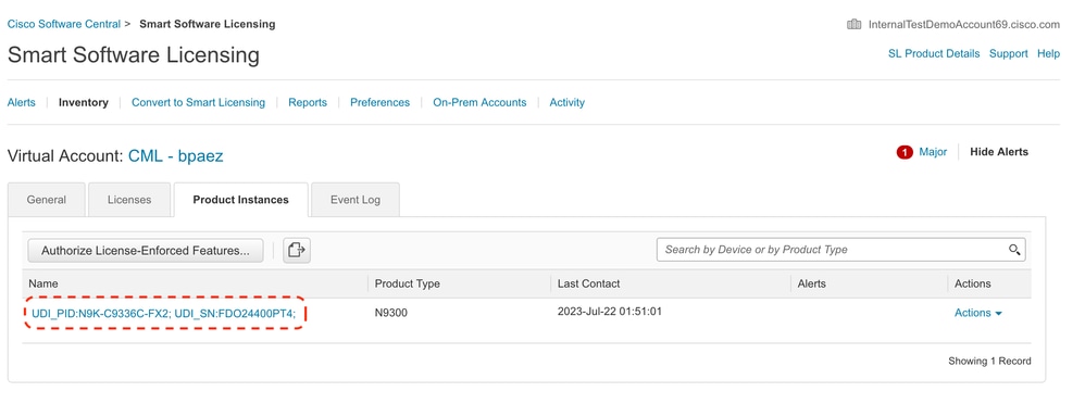 CSSM - Nexus presente na lista de instâncias de produtos