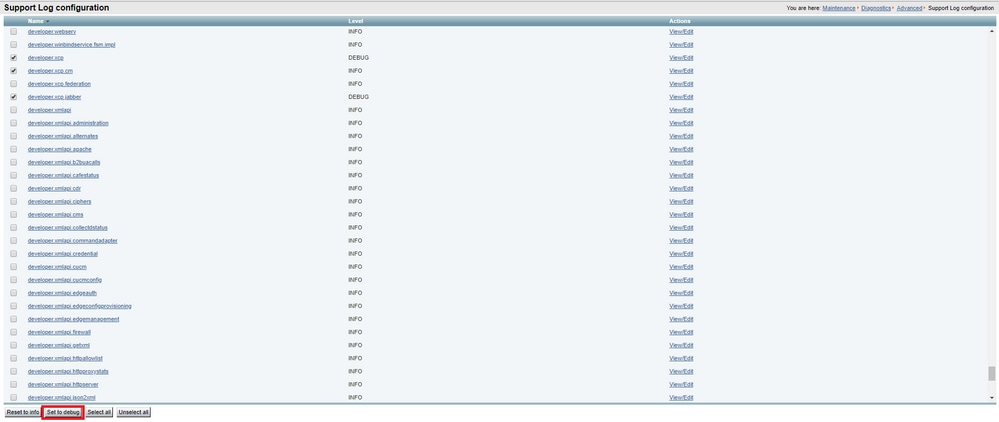 Expressway-Core Set to debug