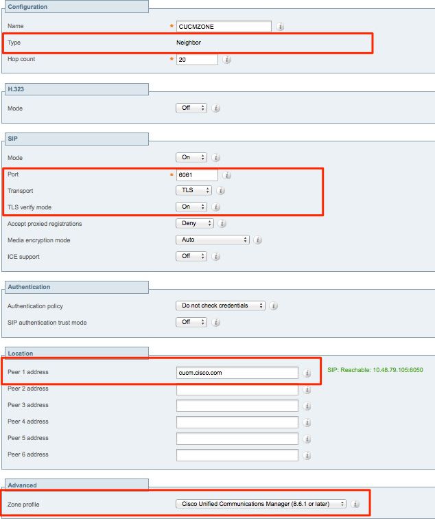 EXP NEIGHBOR CUCM TLS