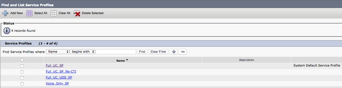 Service Profile Configuration