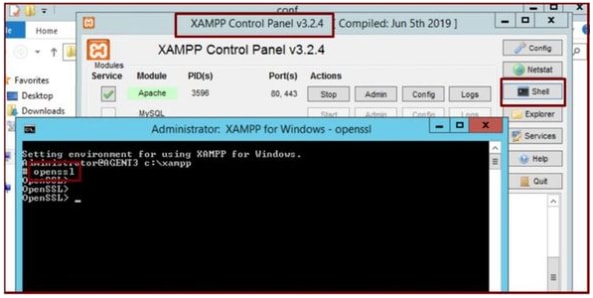 Ejecute el comando openssl a través del Shell del panel de control XAMPP.