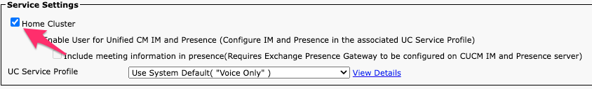 CUCM End User Home Cluster