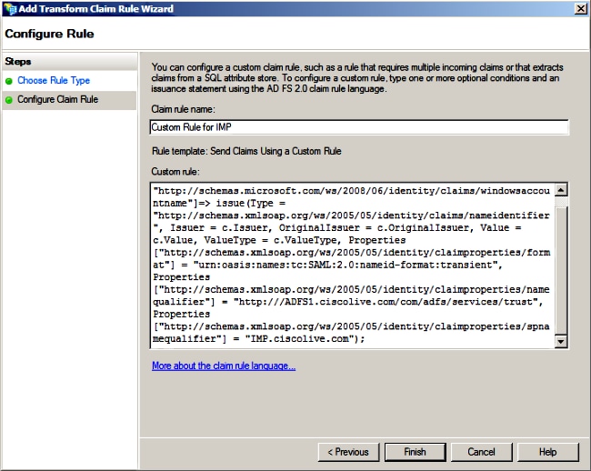 Configure a custom rule for IMP