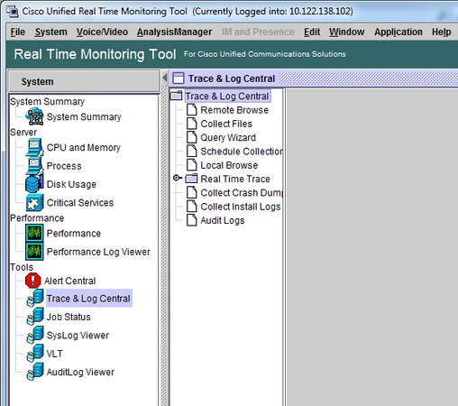 RTMT - Trace and Log Central Crop