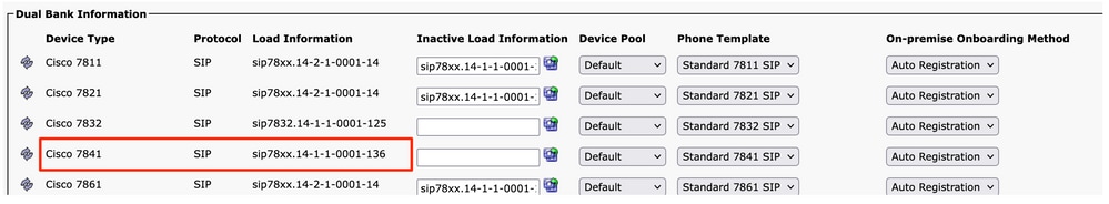 Select the Phone Load Name