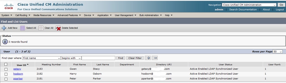 Navigate to CUCM Administration, User Management, End User