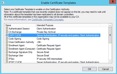 Select CAPF CUCM Template