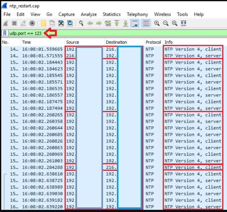 udp port 123 Packet Capture