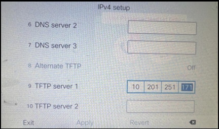 전화기에 TFTP IP 구성