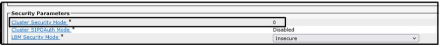 클러스터 보안 모드가 0으로 설정됨