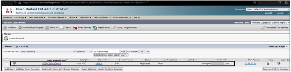 在CUCM上註冊的電話