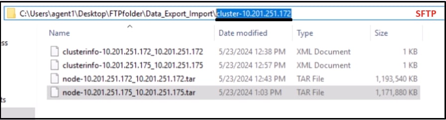 Subscriber exporteerde datalocatie in SFTP-server