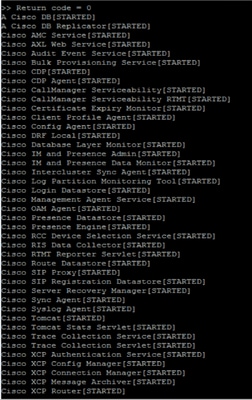 Cisco IM&P services display as started on the CLI