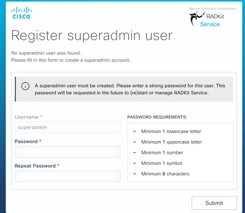 Superadmin-gebruiker registreren