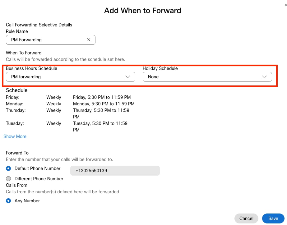 Edit the PM Forwarding Rule