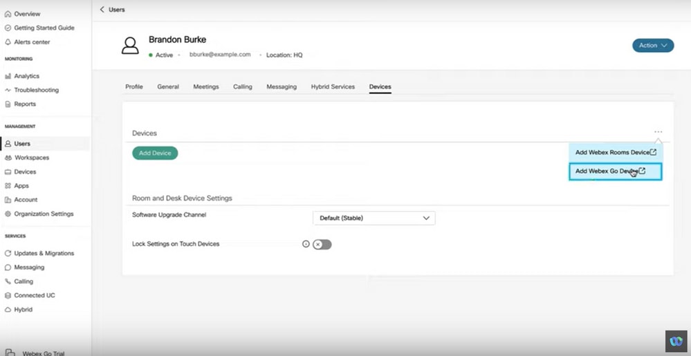 Add Webex Go Device