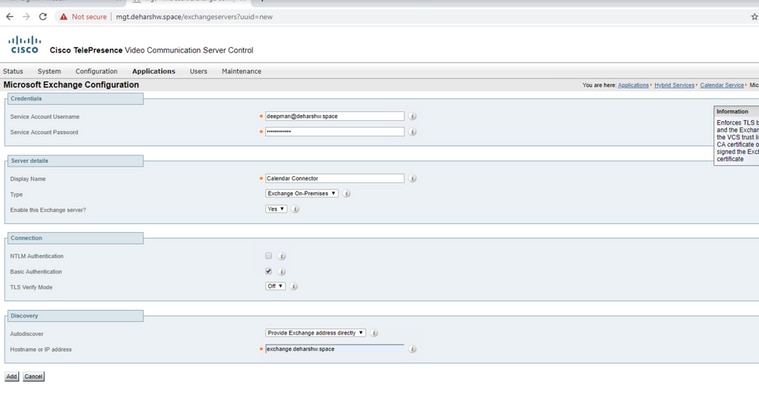 Microsoft Excahnge Configuration in Expressway