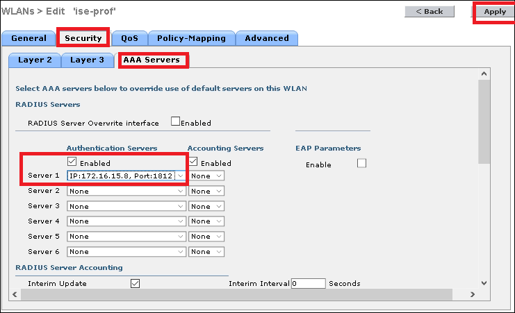 Set a AAA server for the WLAN