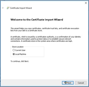 Certificate import wizard