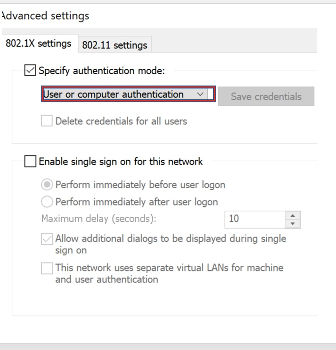 Choose User or Computer Authentication