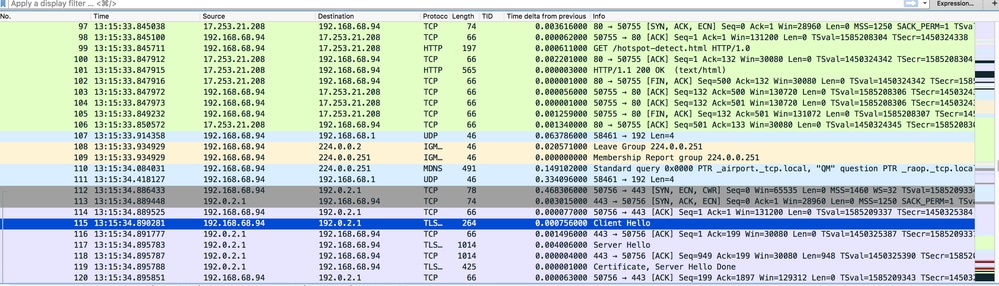 Packet 112 Begins the Transactions