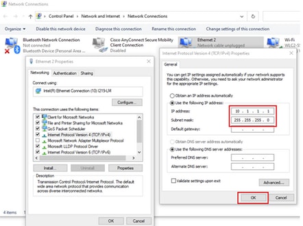 Configuração do Windows IPv4